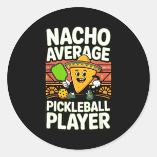 Sticker Rond Joueur de pickleball mexicain drôle nacho moyen ho