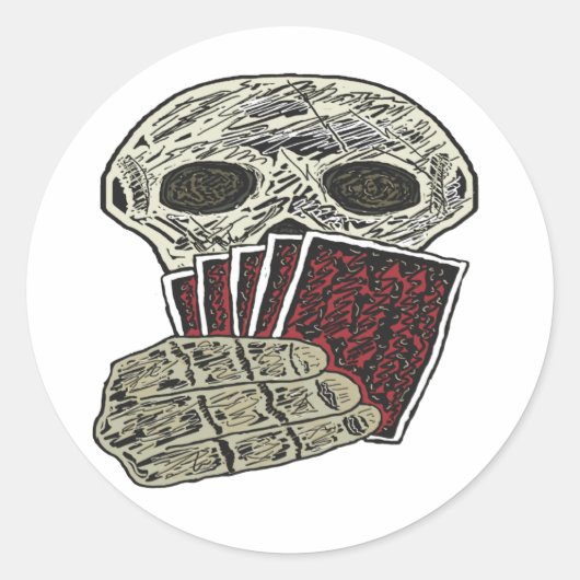 Sticker Rond Joueur de poker (Devant)