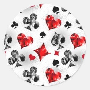 Sticker Rond Joueur de poker Joueur de cartes de jouer costumes