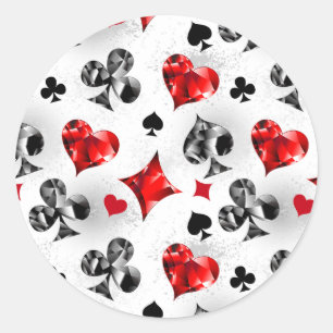 Sticker Rond Joueur de poker Joueur de cartes de jouer costumes
