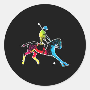 Sticker Rond Joueur de polo - Polo Coloré Sports Horseback