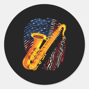 Sticker Rond Joueur de saxophone américain saxophoniste groupe