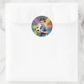 Sticker Rond Joueur de soccer Pop Art Boy Anniversaire Bash (Sac)
