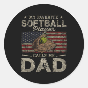 Sticker Rond Joueur de softball favori m'appelle Fête des pères
