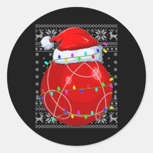 Sticker Rond Joueur de sport au pull moche chapeau de Père Noël