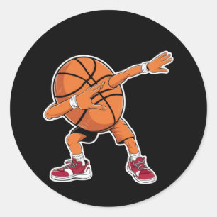 Sticker Rond Joueur de sport drôle Balle de basketball Dabbing