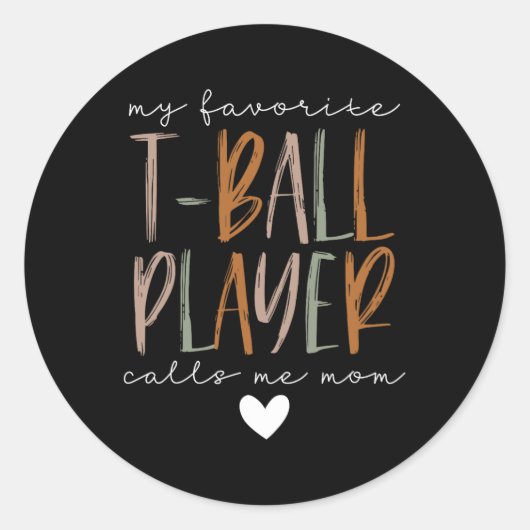 Sticker Rond Joueur de T-ball favori Appelez-moi Maman Mère de  (Devant)