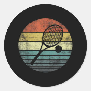 Sticker Rond Joueur de tennis Retro Sunset Tennis Racquet & Bal