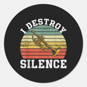 Sticker Rond Joueur de trompette amusant Je détruit le silence