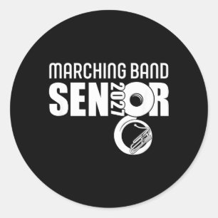Sticker Rond Joueur de tuba senior 2027 Sousaphone de la fanfar