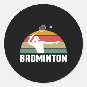 Sticker Rond Joueur de Volant de badminton rétro vintage
