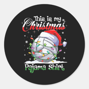 Sticker Rond Joueur de volley-ball Noël Pajama Xmas