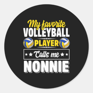 Sticker Rond Joueur de volley-ball préféré appelle nonnie mère
