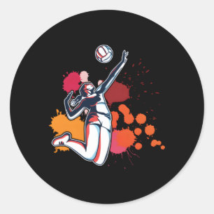 Sticker Rond Joueur de volley-ball sportif