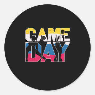 Sticker Rond Joueur de volley-ball   Volley-ball Jour Jeu