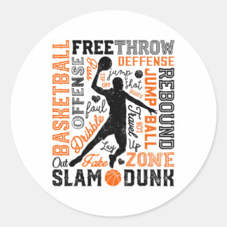 Sticker Rond Joueur d'esquisse Slam Dunk Typographie Word Art V