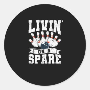 Sticker Rond Joueur Drôle Bowler Fan Spares Livin sur une pièce