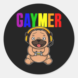 Sticker Rond Joueur du drapeau Gay pride Gaymer LGBTQ jeu vidéo