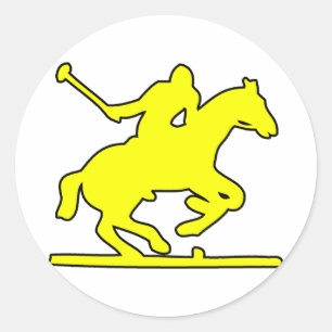 Sticker Rond Joueur du Polo Sport à cheval Silhouette Poney
