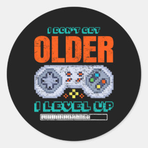 Sticker Rond Joueur Je ne vieillit pas je monte en niveau Jeux