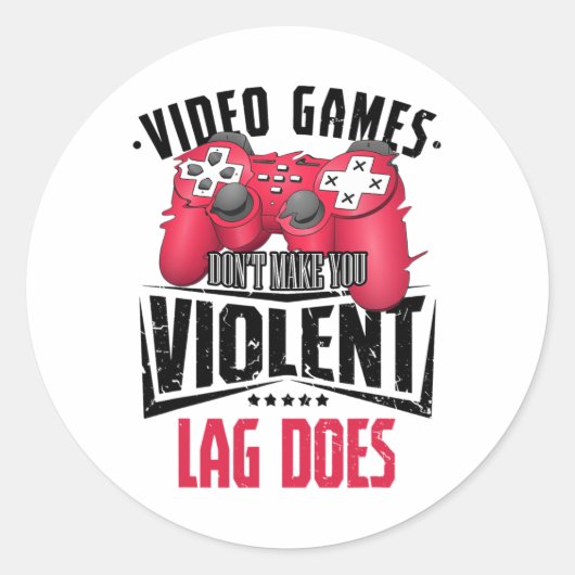 Sticker Rond Joueur Joueur Jeux Vidéo Manette Ordinateur Jeu (Devant)