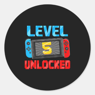 Sticker Rond Joueur Niveau 5 Débloqué Cadeau d'anniversaire 5 a