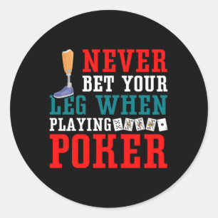 Sticker Rond Joueur Poker Prosthétique Jambe Ampu Poker
