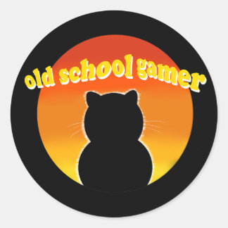 Sticker Rond Joueur Rétro École Ancienne Chat - Style Vintage 8