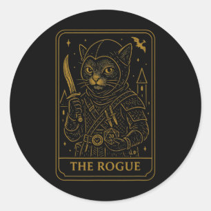 Sticker Rond Joueur Rpg Rogue D20 Dés Nerd Geek Chat Hommes Fem