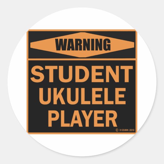 Sticker Rond Joueur Ukulele étudiant (Devant)