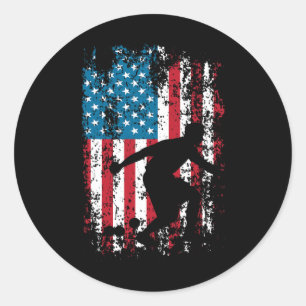 Sticker Rond Joueur vintage - Jeu de Bowling de pelouse Ll Fan