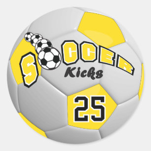 Sticker Rond Joueurs de ballon de football Kicks   Jaune