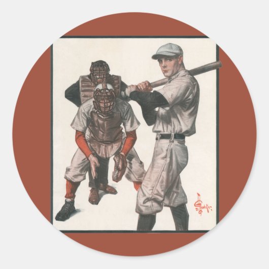 Sticker Rond Joueurs de baseball de sport vintage (Devant)