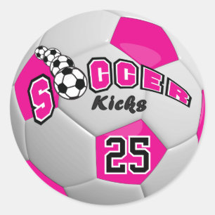 Sticker Rond Joueurs de football frappent Rose vif