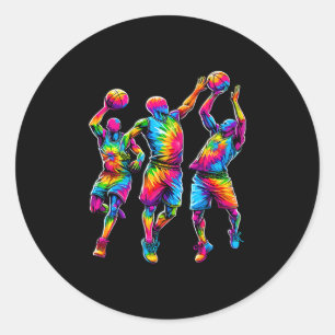 Sticker Rond Joueurs de Tie Dye Sketll Colorés