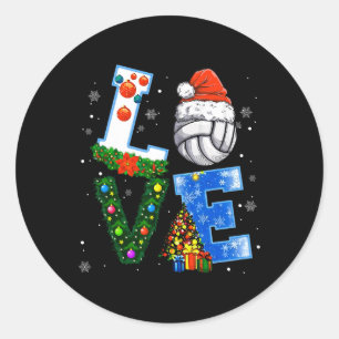 Sticker Rond Joueurs de volley-ball de Noël amusants Noël