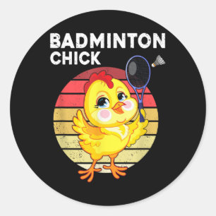 Sticker Rond Joueuse de badminton Chick badminton Volant Sports