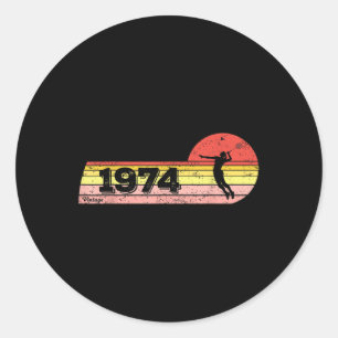 Sticker Rond Joueuse de badminton Née en 1974 Anniversaire Vint