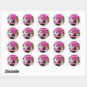 Sticker Rond Joueuse de balle de soccer mignonne - Rose (Feuille)