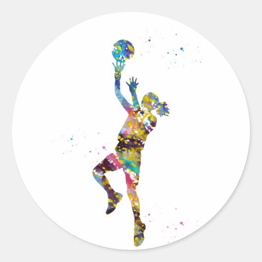 Sticker Rond Joueuse de basket-ball (Devant)