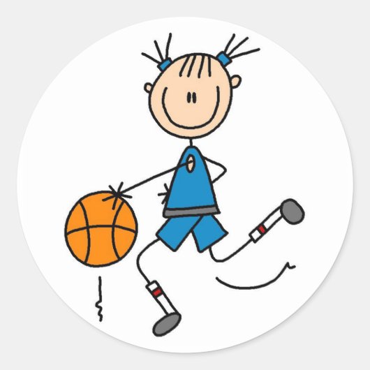 Sticker Rond Joueuse de basket-ball Tshirts et cadeaux (Devant)