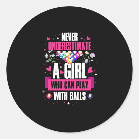 Sticker Rond Joueuse de billard Cette fille peut jouer billard  (Devant)