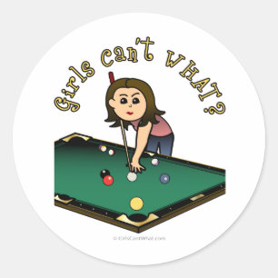 Sticker Rond Joueuse de billard féminine légère
