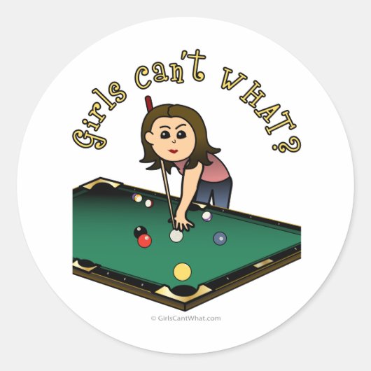 Sticker Rond Joueuse de billard féminine légère (Devant)