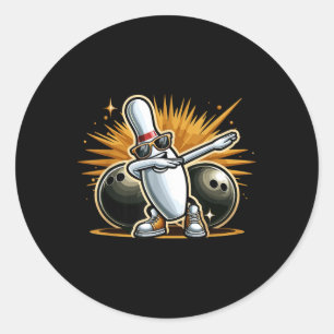 Sticker Rond Joueuse de Bowling Pin Dabbing Sungles Joueuse de
