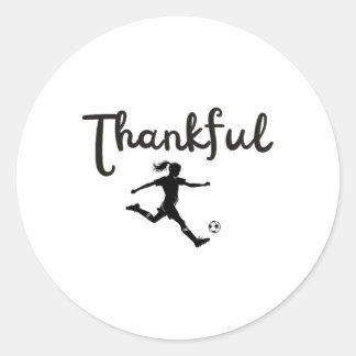 Sticker Rond Joueuse de football reconnaissante fille Thanksgiv