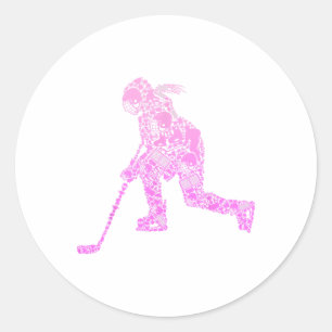 Sticker Rond Joueuse de hockey sur glace Jeunesse Femmes Enfant