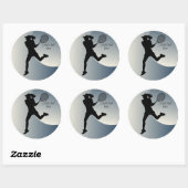 Sticker Rond Joueuse de tennis Femmes Tennis (Feuille)