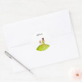 Sticker Rond Joueuse de tennis tient raquette et balle (Enveloppe)