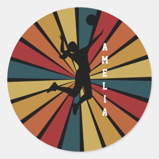 Sticker Rond Joueuse de volley-ball de plage (Devant)